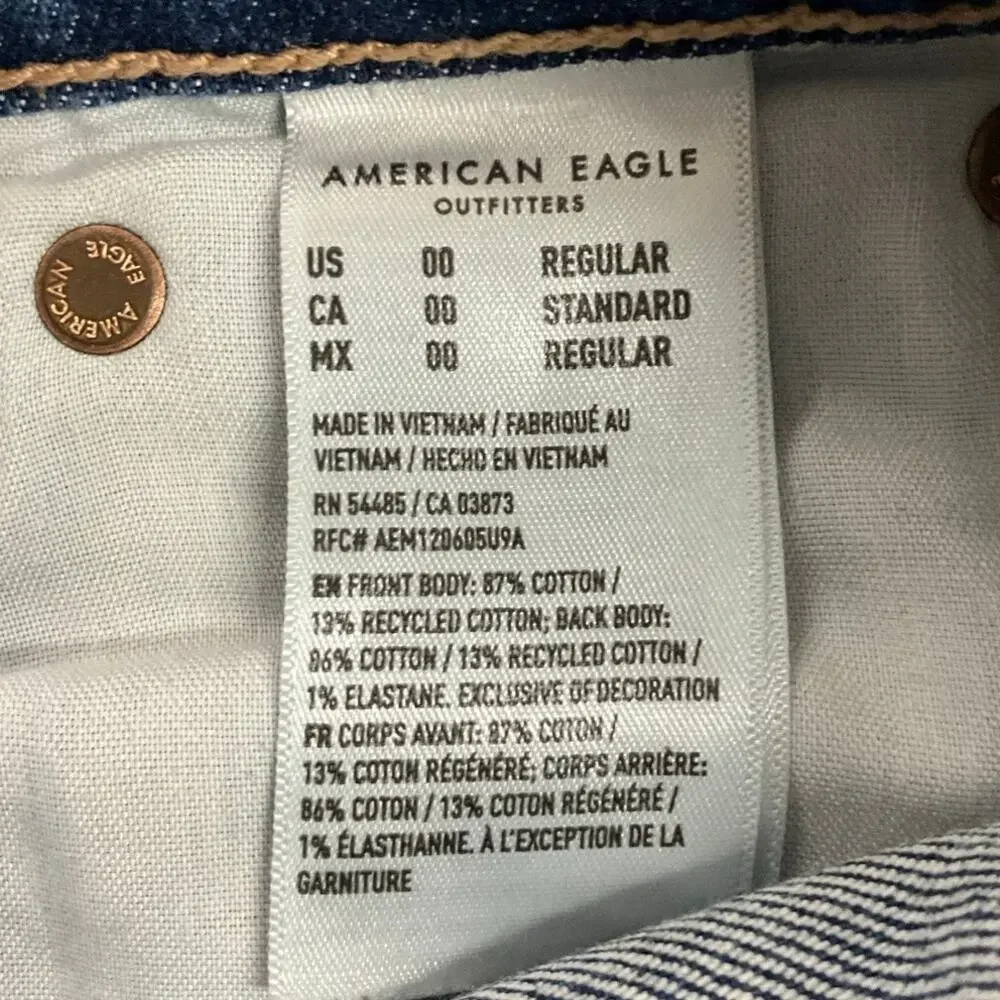 American Eagle Women's STRIGID 00R Denim Jeans Super High Rise Baggy Straight - Picture 6 of 11